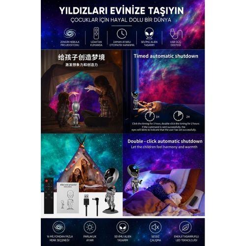 Galaksi Yıldız Projektör Uzaylı Işıklı Samanyolu Projeksiyon Gece Lambası Taklit Ses Tekrarı