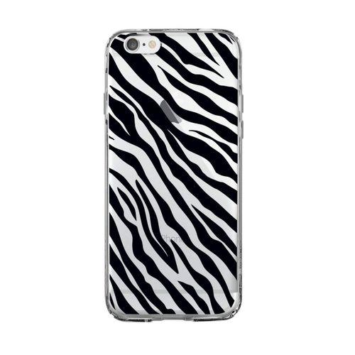 iPhone 6 Plus Zebra Pattern Premium Şeffaf Silikon Kılıf Siyah Baskılı