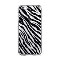 iPhone 6 Plus Zebra Pattern Premium Şeffaf Silikon Kılıf Siyah Baskılı