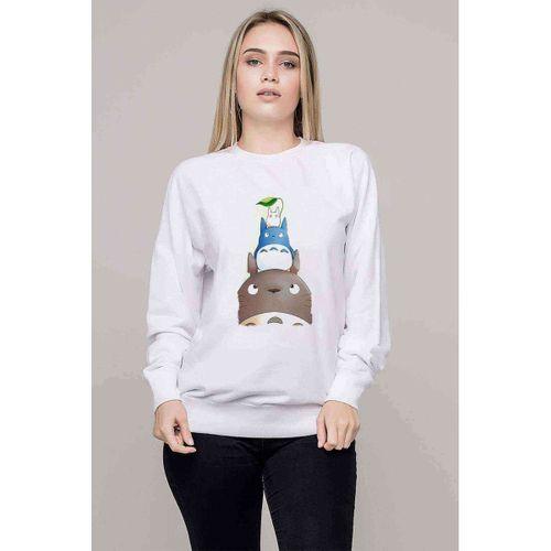 Komşum My Neighbor Totoro Baskılı Beyaz Kadın Sweatshirt