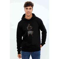 Muhammad Ali Hard Punch Muhammad Ali Baskılı Siyah Erkek Kapşonlu Sweatshirt