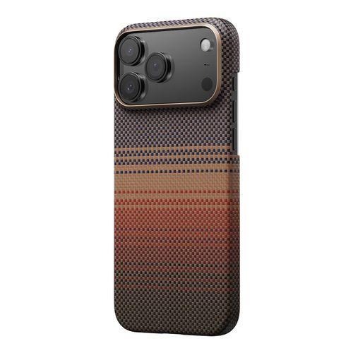 Apple iPhone 17 Pro Kılıf M-safe Şarj Özellikli Aramid Fiber Pitaka Tactile Woven Sunset-Moonrise Serisi Sunset Kapak