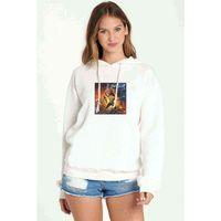 Manowar Warriors Of The World Baskılı Beyaz Kadın Kapşonlu Sweatshirt