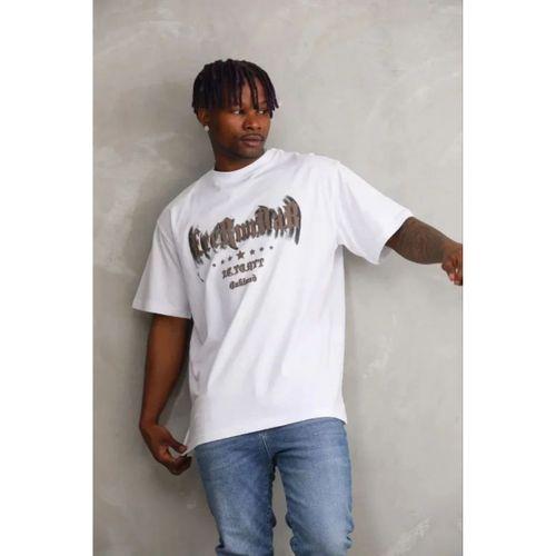 Erkek Baskılı T-Shirt Kısa Kol Bisiklet Yaka Regular Fit Rahat Kalıp Günlük Tişört - Beyaz