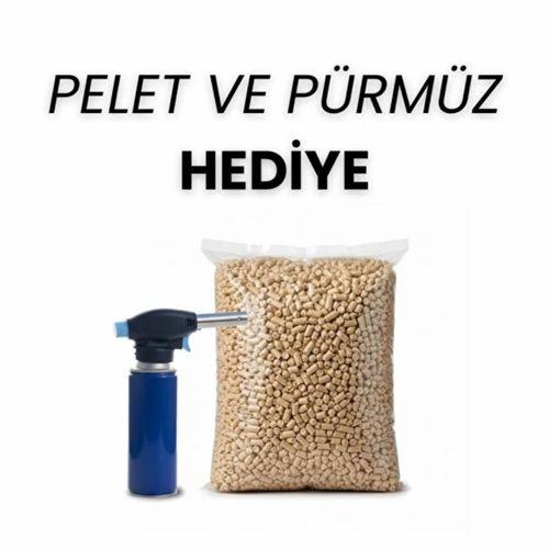 Kamp Ayısı® Mini Roket™ Camlı Pelet Sobası, Pürmüz ve Pelet Hediyeli