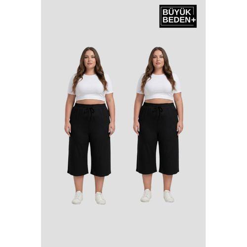 Büyük Beden Kadın İkili Set Kapri Şort Rahat Kalıp 3XL-6XL SPR26BSRK591+2