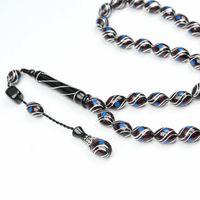 Oltu Taşı ve Kırmızı Galalith Çift Çeşmi İşlemeli Tespih