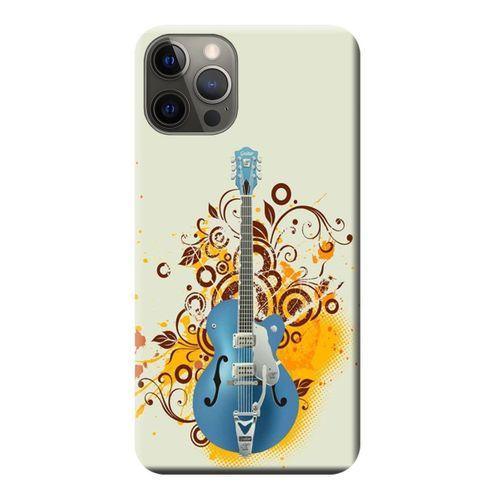iPhone 12 Pro Max Kılıf Mavi Gitar Baskılı Esnek TPU Silikon