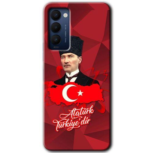 Tecno Camon 18T Kılıf HD Desen Baskılı Arka Kapak+Temperli Cam - Atatürkiye