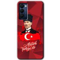 Tecno Camon 18T Kılıf HD Desen Baskılı Arka Kapak+Temperli Cam - Atatürkiye