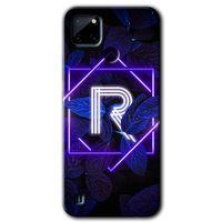 Realme C21 Kılıf Baskılı Kapak - Dark Neon Yaprak R Harfi + 5D Tam Kaplayan Cam