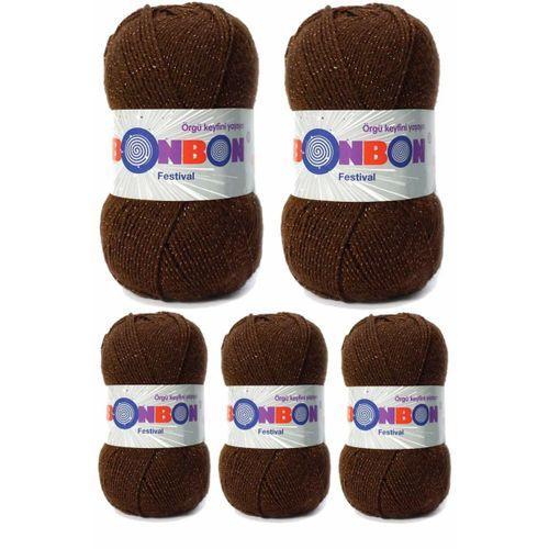 5 Adet Festival Simli Örgü İpi Yünü Renk No:219