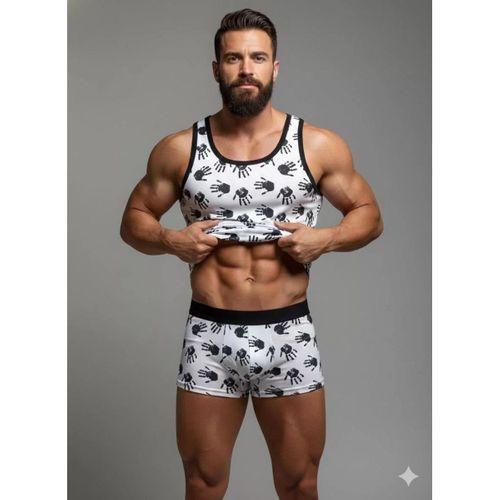 Erkek Desenli Tank Top Boxer Takım