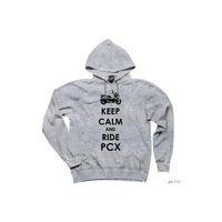 Keep Calm Ride PCX Gri Kapşonlu Sweatshirt Hoodie
