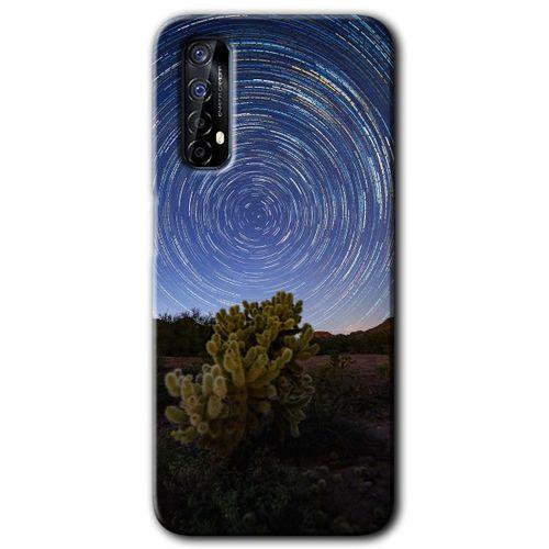 Realme 7 Kılıf HD Desen Baskılı Arka Kapak + Temperli Cam - Eclipse Sky
