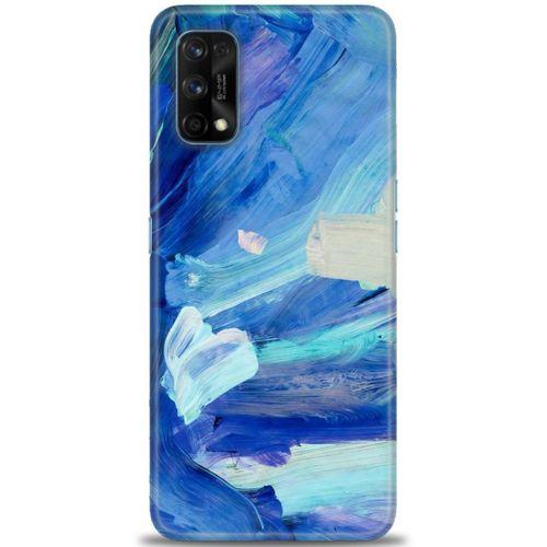 Realme 7 Pro Kılıf HD Baskılı Kılıf - Mavi Beyaz + Tam Ekran Koruyucu