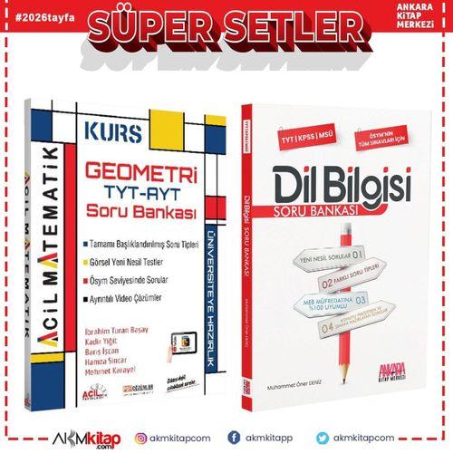Acil Yayınları TYT AYT Geometri KURS ve AKM Dil Bilgisi Soru Bankası Seti 2 Kitap