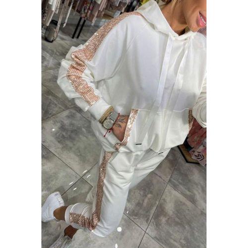 Kadın Uzun Kollu Kapşonlu Pulpayet Detay Viskon Iki Iplik Bluz Ve Pantolon Ikili Takım