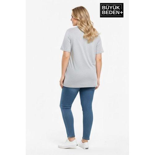 Kadın Büyük Beden El Yazılı Brooklyn Baskılı 3xl-6xl Bisiklet Yaka Tshırt SPR25BTSK510-6