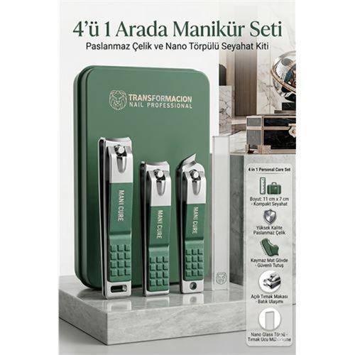 Profesyonel 4'ü 1 Arada Manikür Seti, Paslanmaz Çelik Tırnak Makası ve Nano Törpülü Seyahat Kiti 723207