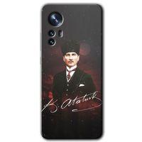 Xiaomi Mi 12 Pro Kılıf HD Desen Baskılı Arka Kapak + Temperli Cam - Kemal Atatürk