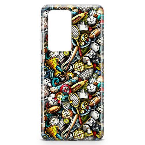 Huawei P40 Pro Kılıf Sporcu Doodle Arka Kapak Koruma Desenli Full Koruyucu