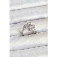 Gümüş Renk Zirkon Taşlı Pirinç Kadın Yüzük