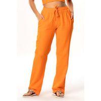 Müslin Beli Bağcıklı Çift Cepli Kadın Yazlık Pantolon Turuncu Trnc