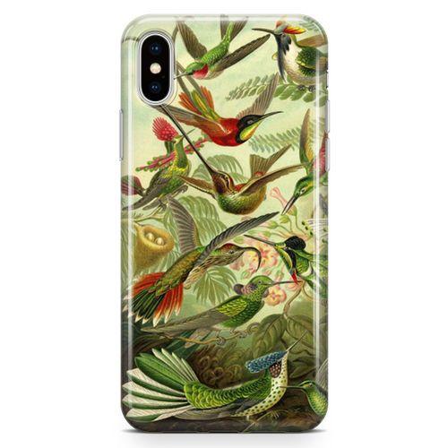 Apple iPhone XS Max Kılıf Suluboya Trochilus Arka Kapak Koruma Desenli Full Koruyucu