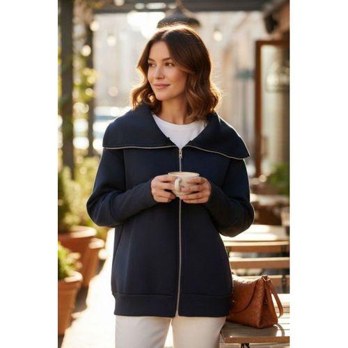 Kadın Uzun Kollu Fermuar Detay Sweat Shirt