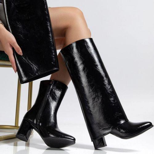 Wila Siyah Parlak Topuklu Tak Çıkar Çizme