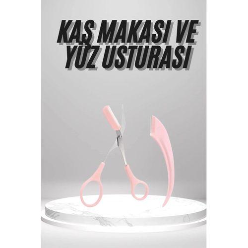 2'li Kaş Bakım Seti Taraklı Kaş Makası Ve Kaş Usturası Kaş Şekillendirici