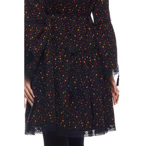 Pazen Siyah Çıtır Desen Kısa Elbise