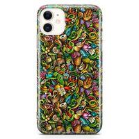 Apple iPhone 11 Kılıf Doodle Hindistan Turu Arka Kapak Koruma Desenli Full Koruyucu