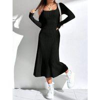 Kadın Uzun Kollu Kare Yaka Midi Kaşkorse Elbise