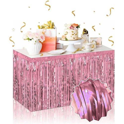 Nessiworld Kendinden Yapışkanlı Rose Gold Metalize Püsküllü Masa Eteği – 75 x 275 cm Parti Süslemesi