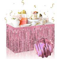 Nessiworld Kendinden Yapışkanlı Rose Gold Metalize Püsküllü Masa Eteği – 75 x 275 cm Parti Süslemesi