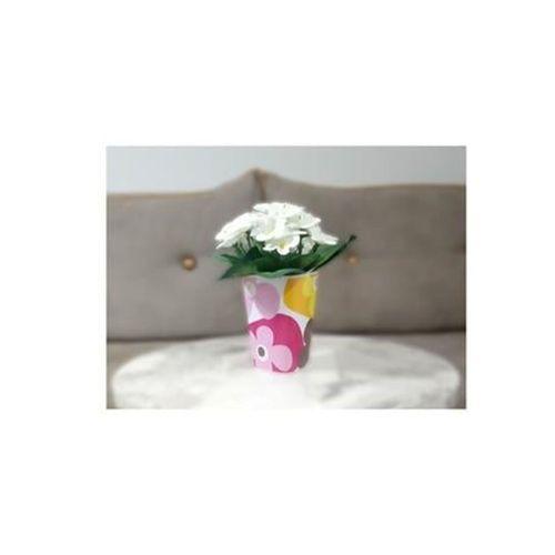 2 Adet Vazo Dahil,Vazoda Çiçek,Beyaz Yapay Çiçek,Vazo Dekoratif Kırmızı Papatya  7X7X16Cm