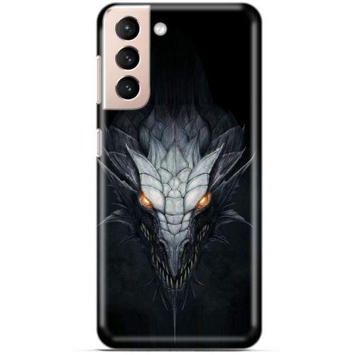 Samsung Galaxy S21 Kılıf Dragons (13) Silikon Kap Gri Ejderha