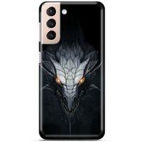 Samsung Galaxy S21 Kılıf Dragons (13) Silikon Kap Gri Ejderha