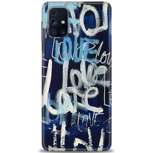 Samsung Galaxy M31S Kılıf HD Baskılı Kılıf - Love Mavi + Tam Ekran Koruyucu