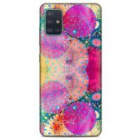 Samsung Galaxy A51 Kılıf Pastel Renkler (47) Crystal Flex Kılıf Fuşya Sarı