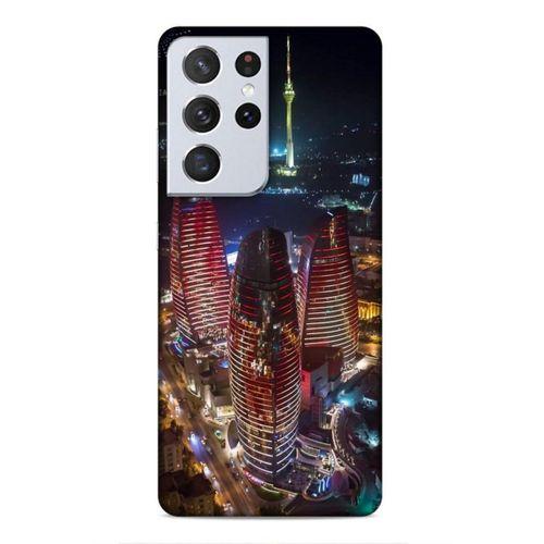 Samsung Galaxy S21 Ultra Uyumlu Kılıf Azarbaijan (33) Hybrid Kılıf Kuleler Gece