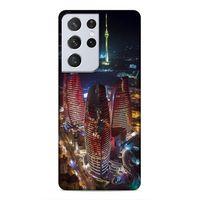 Samsung Galaxy S21 Ultra Uyumlu Kılıf Azarbaijan (33) Hybrid Kılıf Kuleler Gece