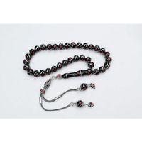 Oltu Taşı Küre Model Üçlü Çeşmi Bülbül  Kırmızı İşlemeli  Bürokrat Boy Tespih