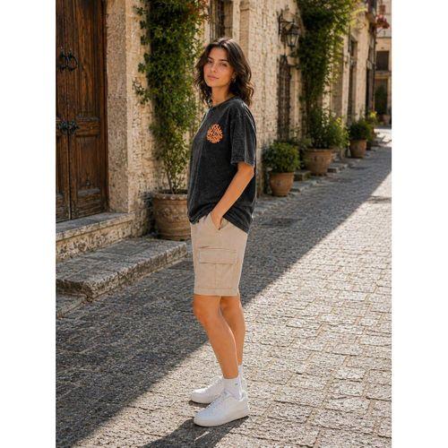 ALEXANDERGARDI Baskı Detaylı Antrasit Kadın T-shirt