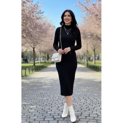 Kadın Uzun Kollu Balıkçı Yaka Triko Elbise