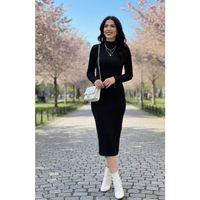 Kadın Uzun Kollu Balıkçı Yaka Triko Elbise