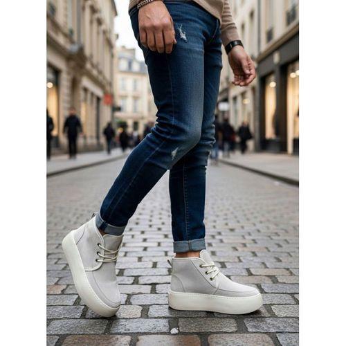 BA0550 İçi Kürklü Bağcıklı Krem Erkek Tarz Spor Bot