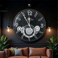 Çarklı Duvar Saati Gümüş Detaylı 59 Cm